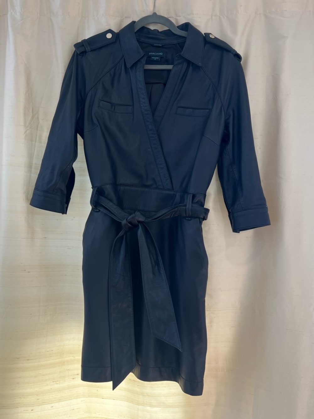 Black 100% lambs leather Dress with Tie Belt